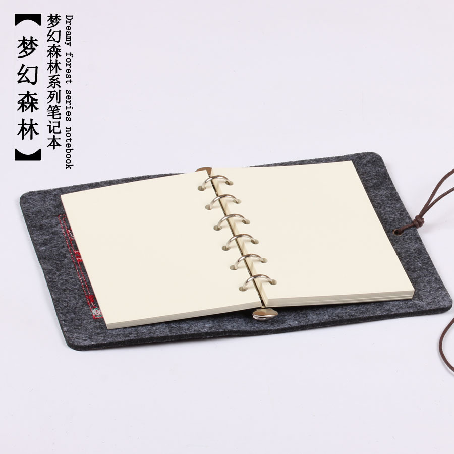 手工笔记本田园风羊毛毡绣花商务笔记本复古创意本子笔记本